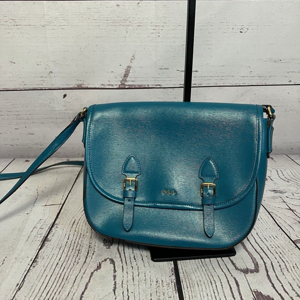 Ralph Lauren Collection Leather Crossbody Bag Blue‎ Tate Messenger Bag